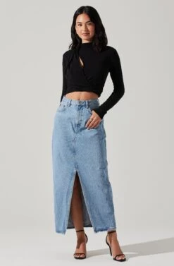 Asymmetrical Pleated Cutout Mock Neck Top -Dresses Sales Store AT17934 BLACK 2