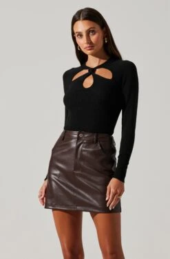 Twist Neck Cutout Sweater