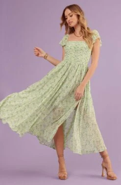 Luisa Floral Flutter Sleeve Midi Dress -Dresses Sales Store EASTER DRESSES 0158 1