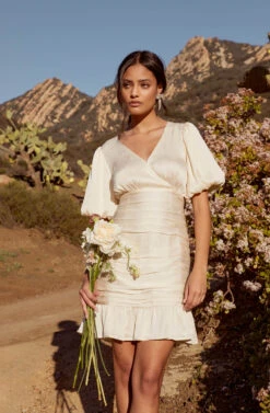 Polly Bubble Sleeve Cutout Mini Dress -Dresses Sales Store GUESTOFWEDDING 1265