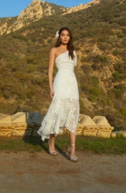 Santorini One Shoulder Floral Midi Dress -Dresses Sales Store GUESTOFWEDDING 2233