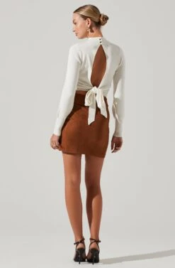 Faux Suede Mini Skirt -Dresses Sales Store LS30857 FCI CAMEL 4