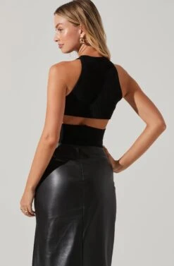 Cut Out Knit Crop Top -Dresses Sales Store LT17393 FCI BLACK 4