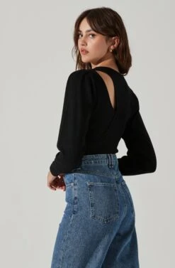 Asymmetrical Top With Long Sleeves -Dresses Sales Store LT17450 FCI BLACK 4