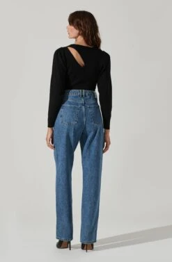 Asymmetrical Top With Long Sleeves -Dresses Sales Store LT17450 FCI BLACK 5