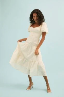 Baldwin Pointelle Puff Sleeve Midi Dress -Dresses Sales Store RESORT 0593