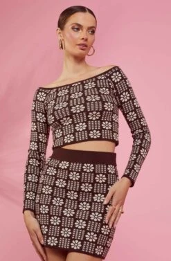 Freja Floral Knit Mini Skirt -Dresses Sales Store RESORT 1286