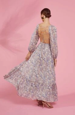 Kammy Floral Open Back Strappy Long Sleeve Maxi Dress -Dresses Sales Store RESORT 1835