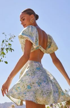 Clarita Floral Cutout Puff Sleeve Mini Dress -Dresses Sales Store Shoot 3680